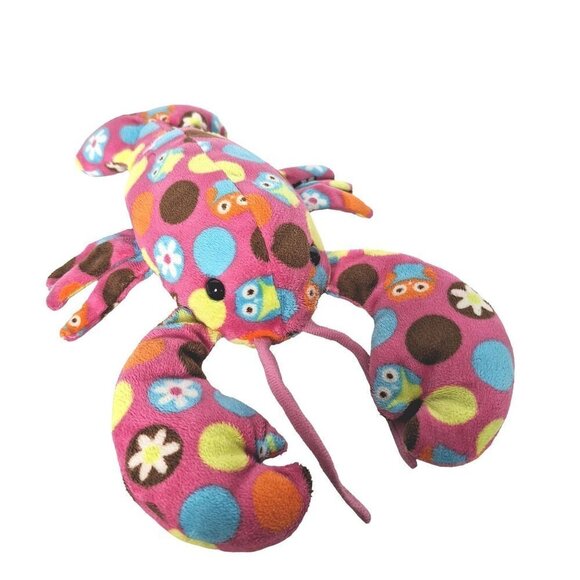 Mary Meyer Owl Floral Print Lobster Crustacean Multicolor Stuffed Animal 10" - Picture 1 of 6